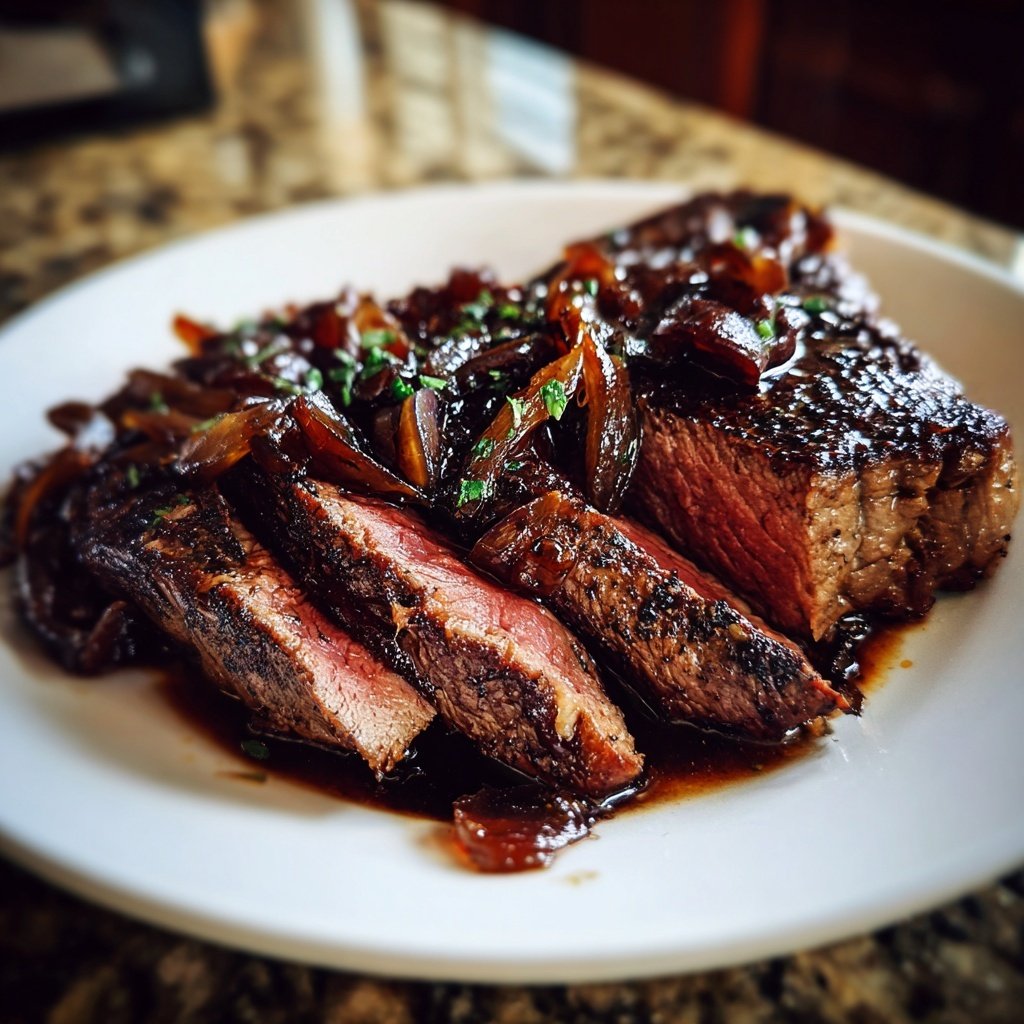 Steak with Balsamic Shallots