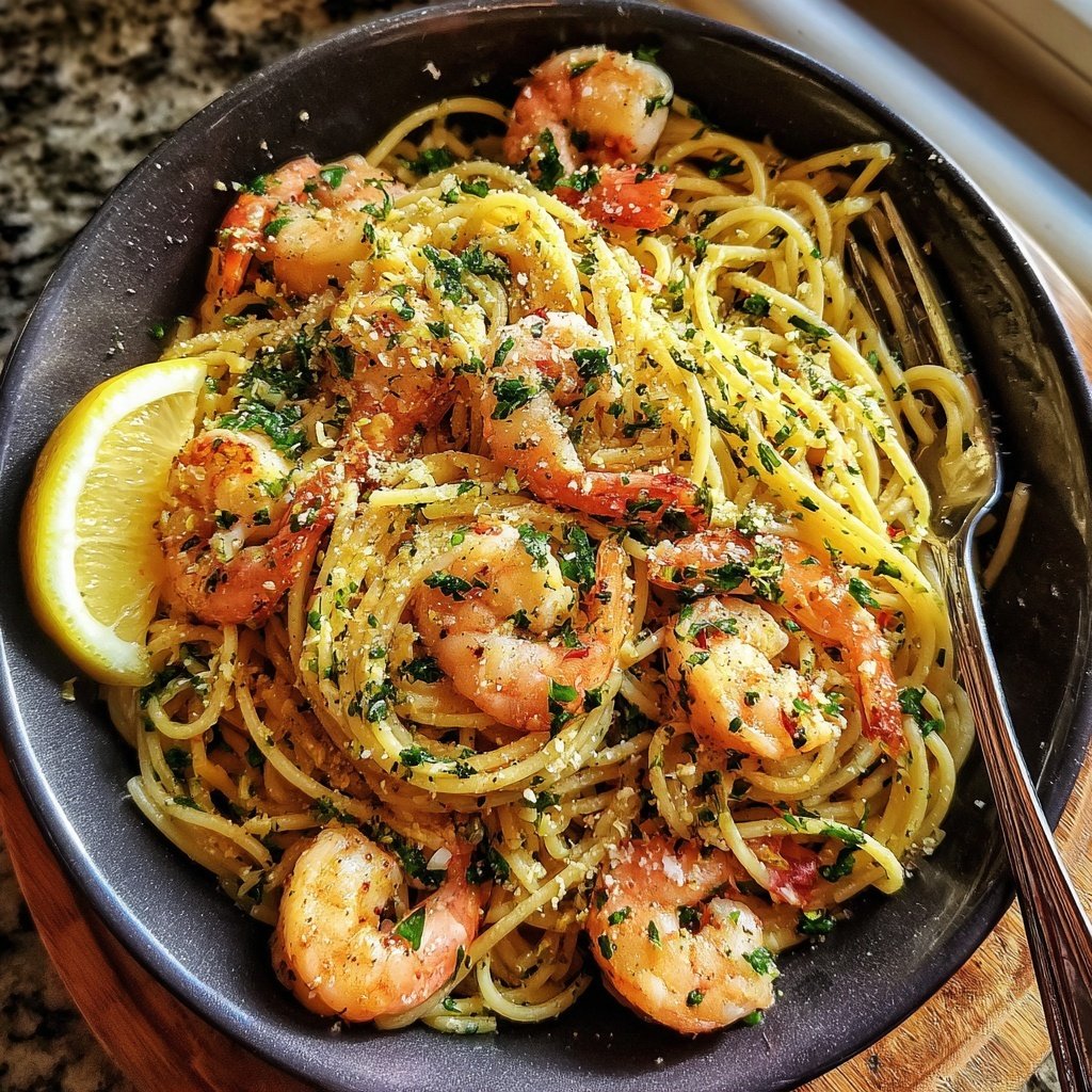 Shrimp Scampi Pasta With Lemon