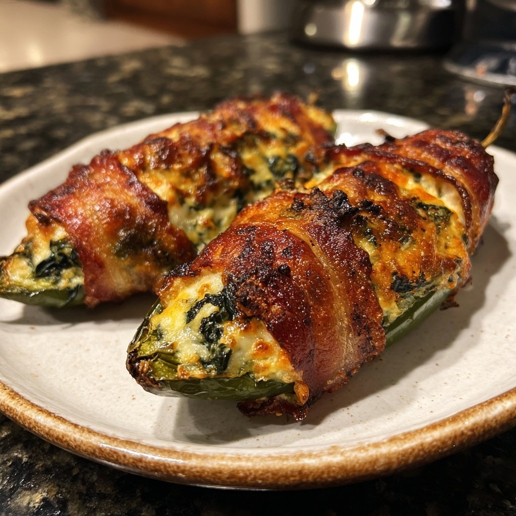 Jalapeno Poppers with Spinach Filling