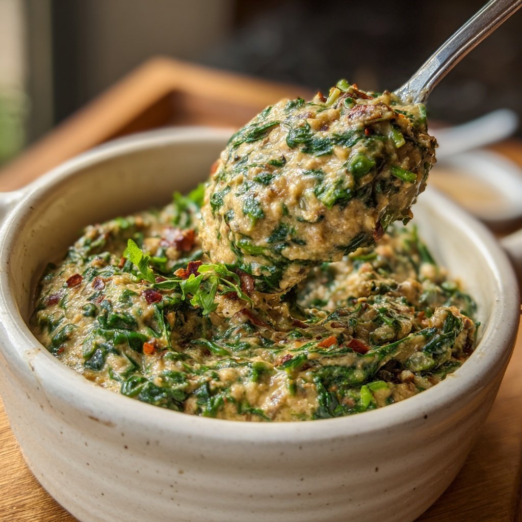 Creamy Garlic Spinach Lentils