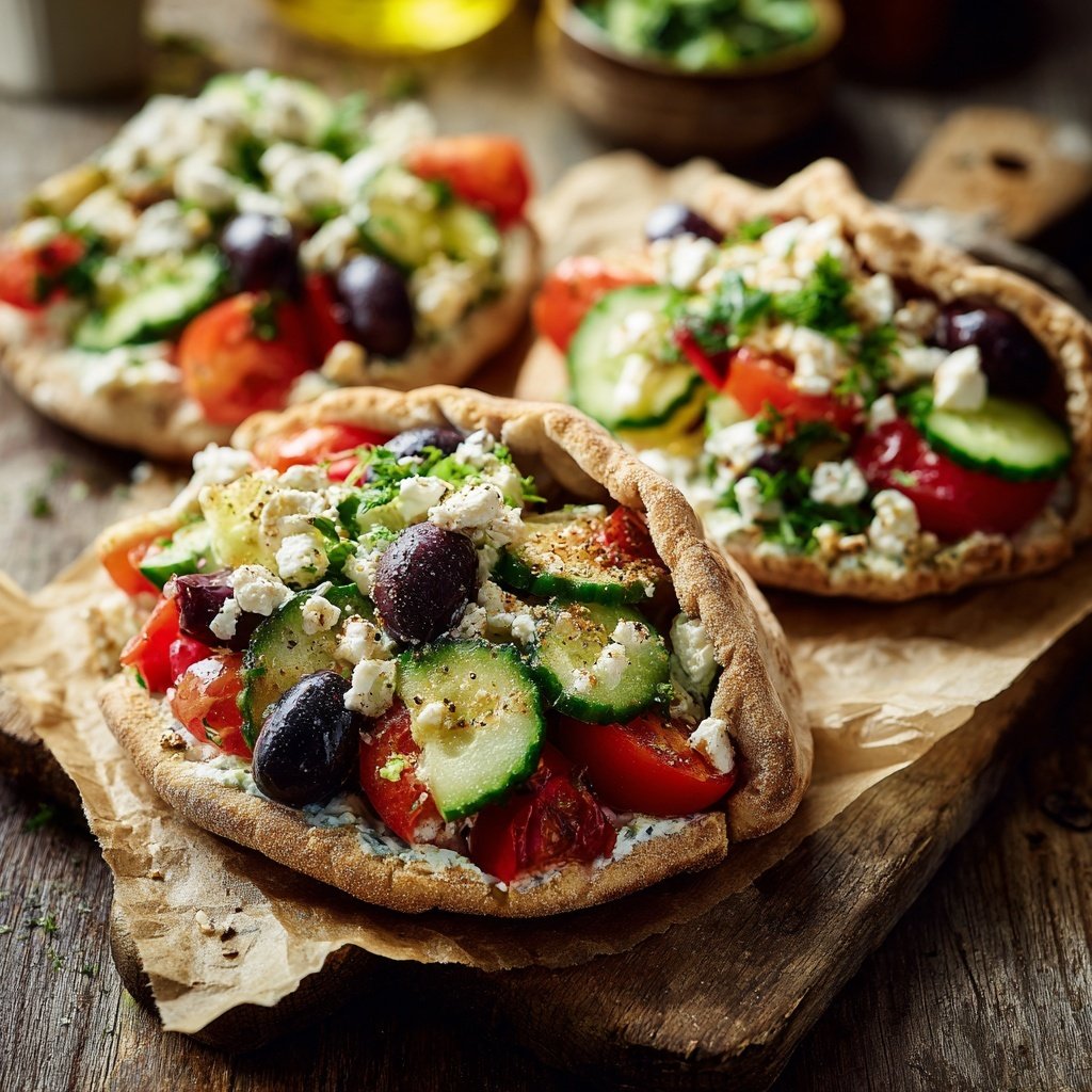 Healthy Lunch Mediterranean Veggie Pita